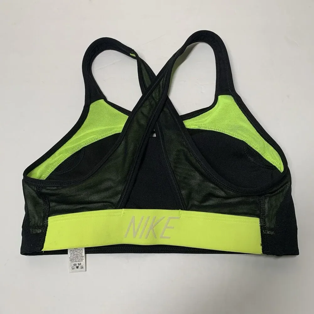 NIKE Sports Bra Small Black Neon Yellow with Padding